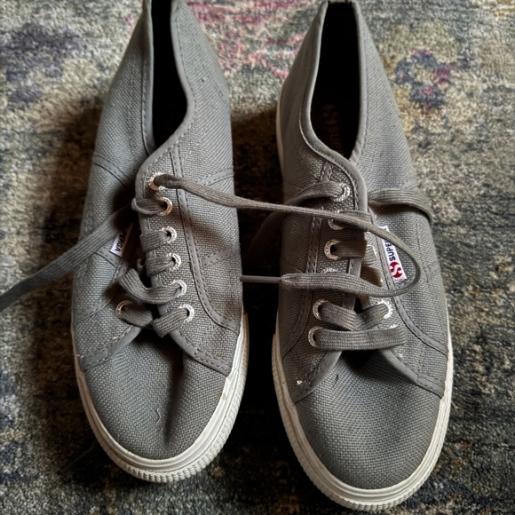 Superga Shoes - Superga Canvas Lace-Up Sneakers in Gray